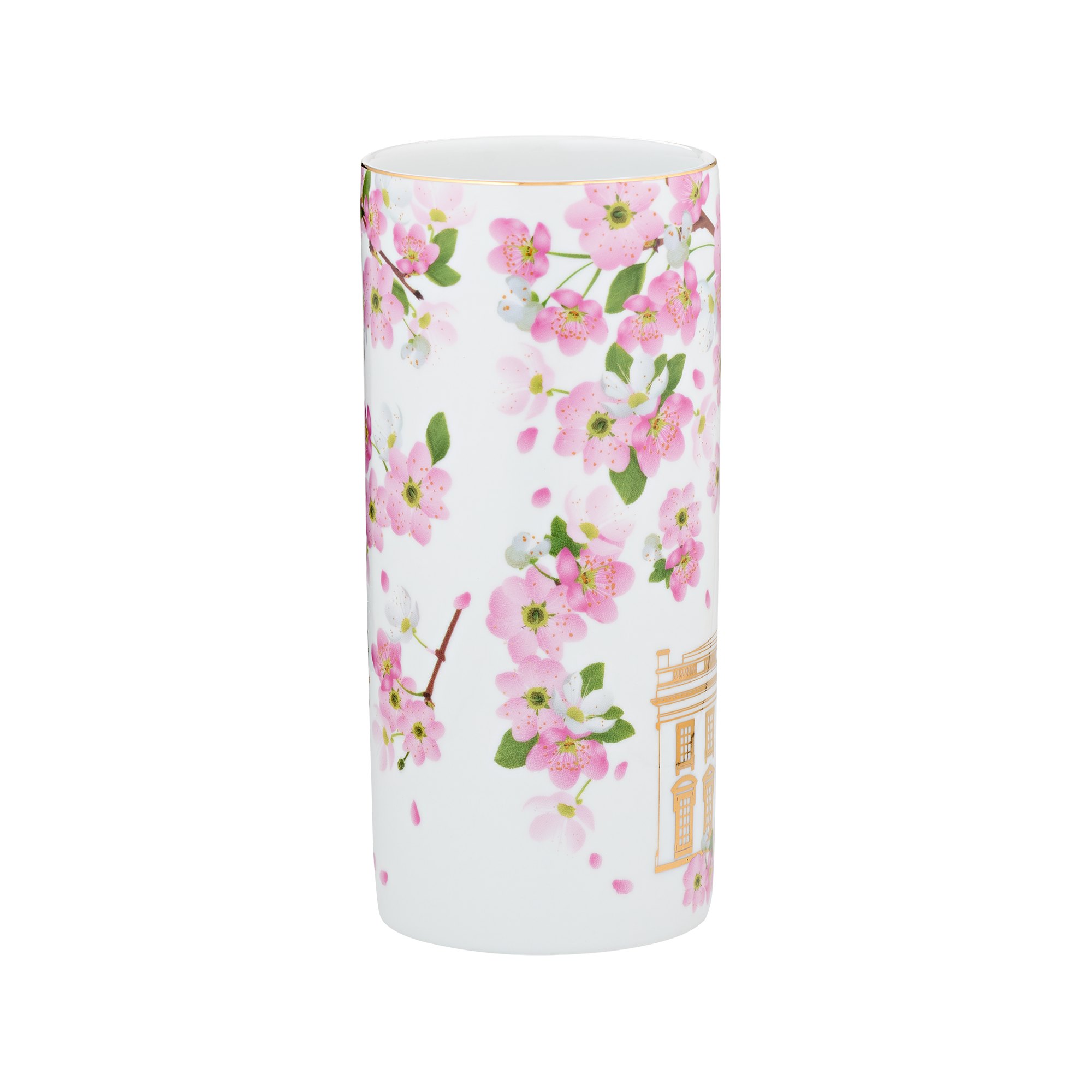 White House with Cherry Blossoms Vase
