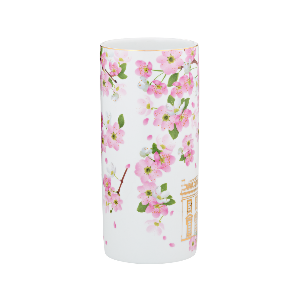 White House with Cherry Blossoms Vase