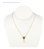 Nancy Reagan Inspired Red Crystal and Pearl Necklace