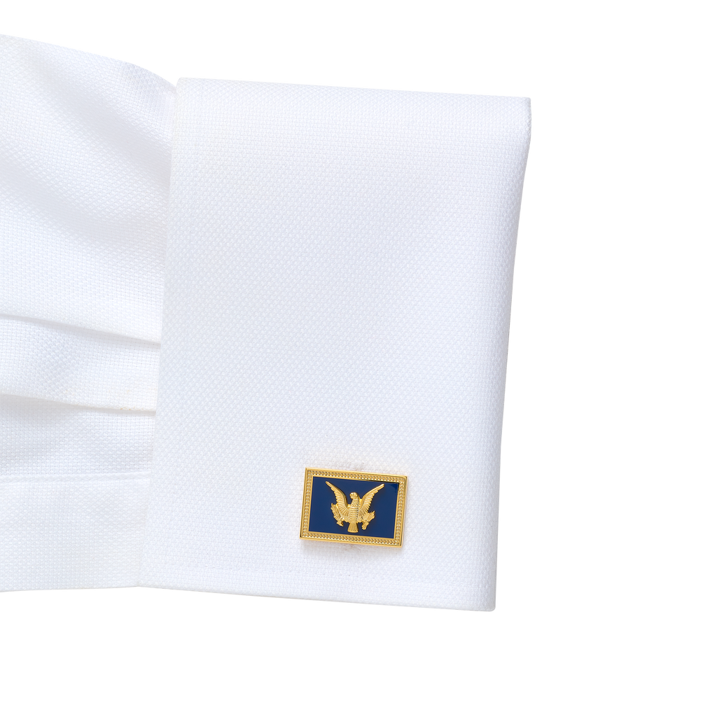 USS Williamsburg Navy/Gold Rectangle Cufflinks