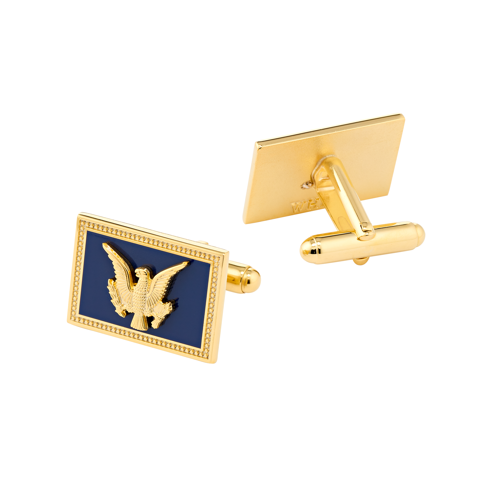 USS Williamsburg Navy/Gold Rectangle Cufflinks