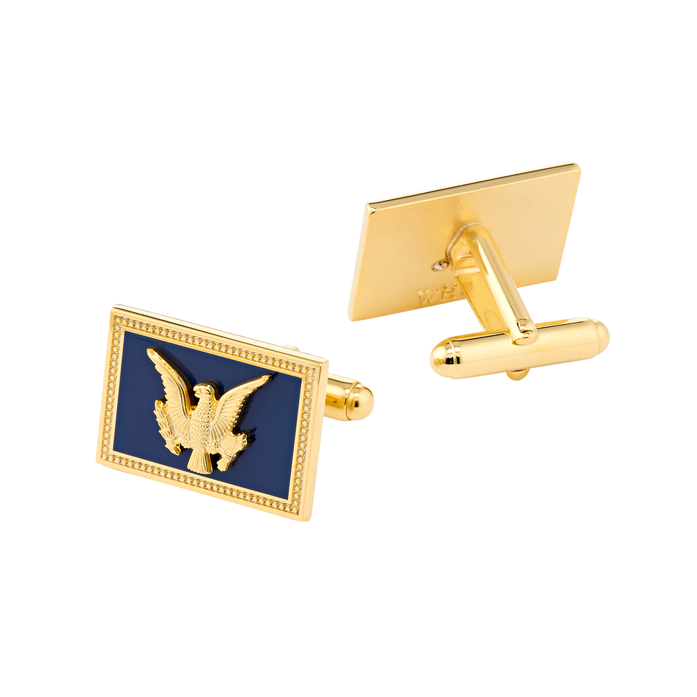 USS Williamsburg Navy/Gold Square Cufflinks
