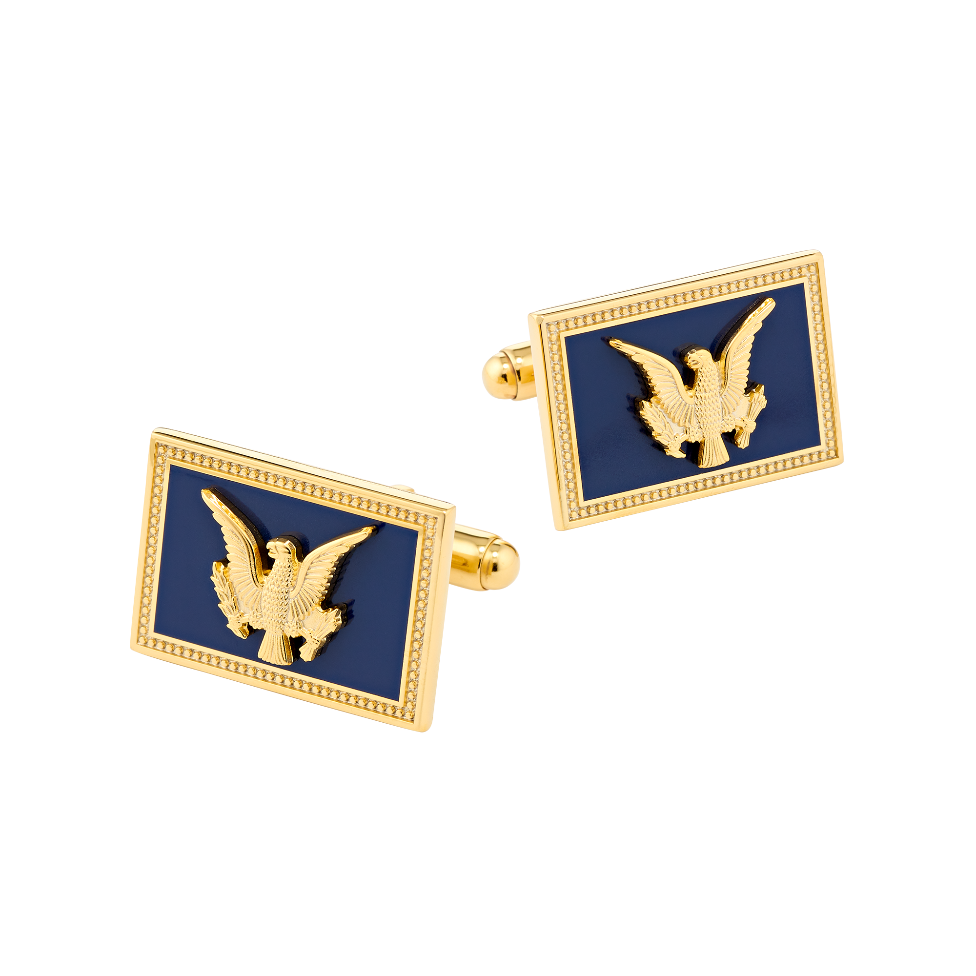 USS Williamsburg Navy/Gold Rectangle Cufflinks