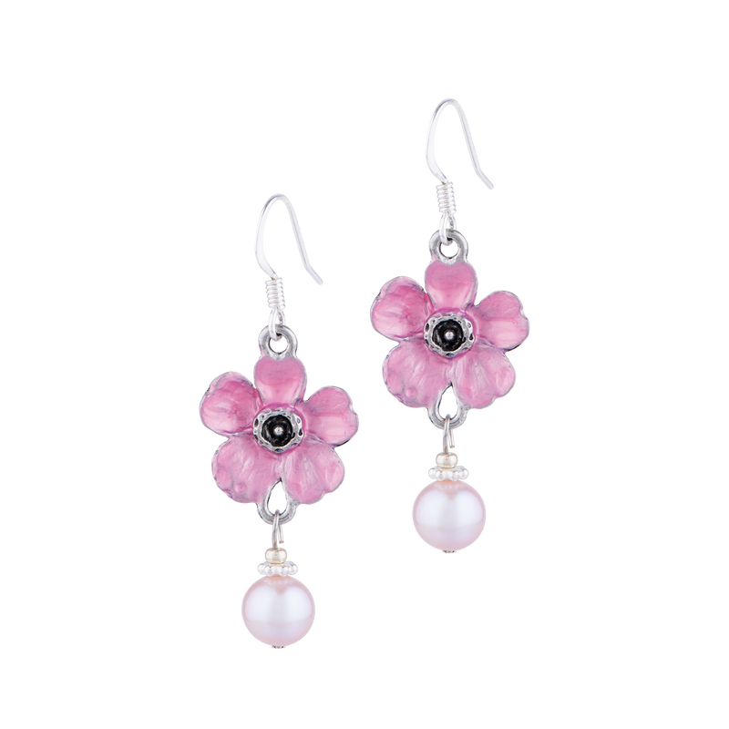 Cherry Blossom Pearl Drop Earrings