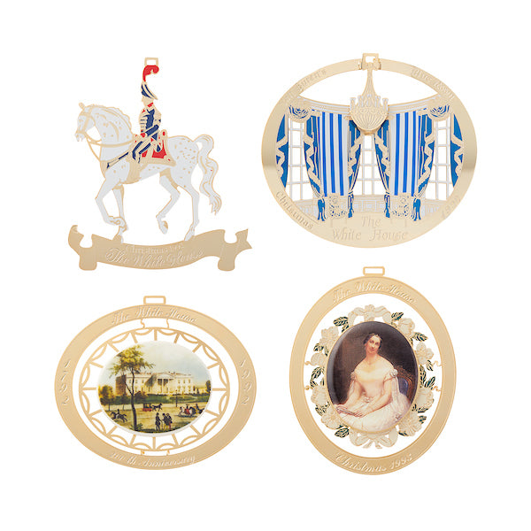 1990 to 1993 White House Christmas Ornaments, Sold as a Set of Four