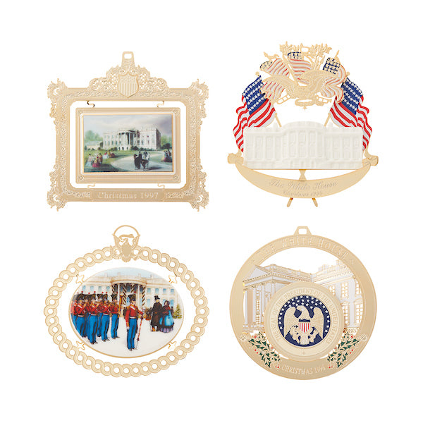 1994 to 1997 White House Christmas Ornaments, Sold as a Set of Four