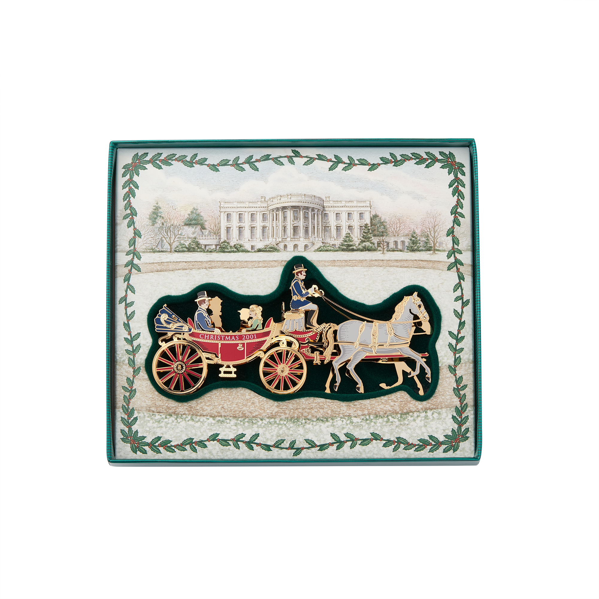 2001 White House Christmas Ornament, A First Family's Carriage Ride-In Box