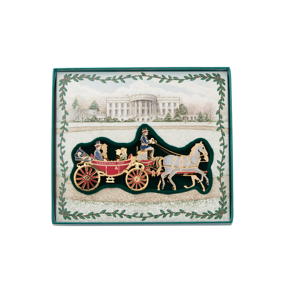 2001 White House Christmas Ornament, A First Family's Carriage Ride-In Box
