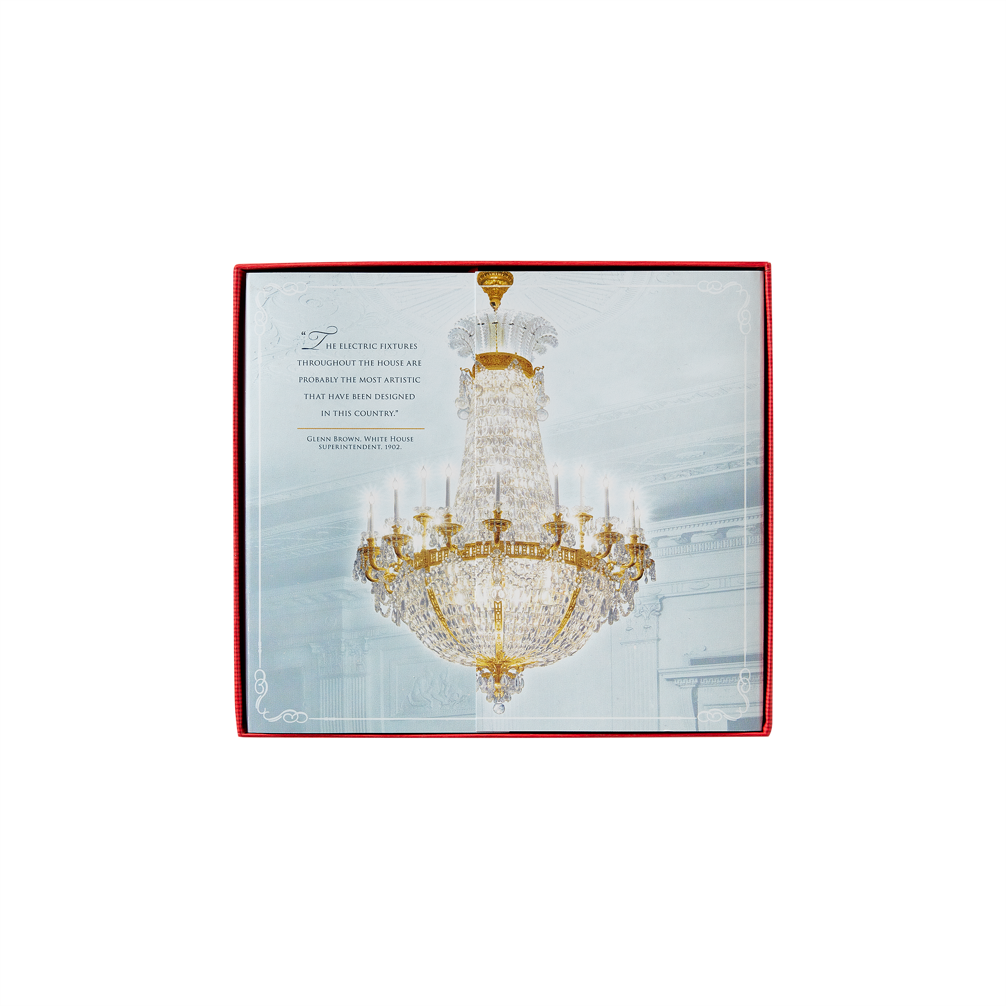 2002 White House Christmas Ornament, The East Room in 1902-Back of Box