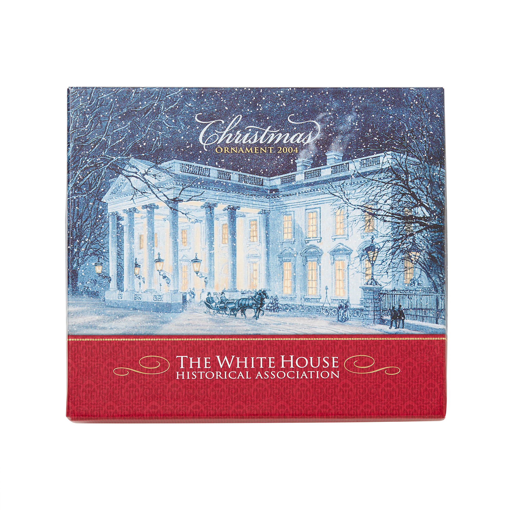 2004 White House Christmas Ornament, A First Family's Sleigh Ride-Box with Lid