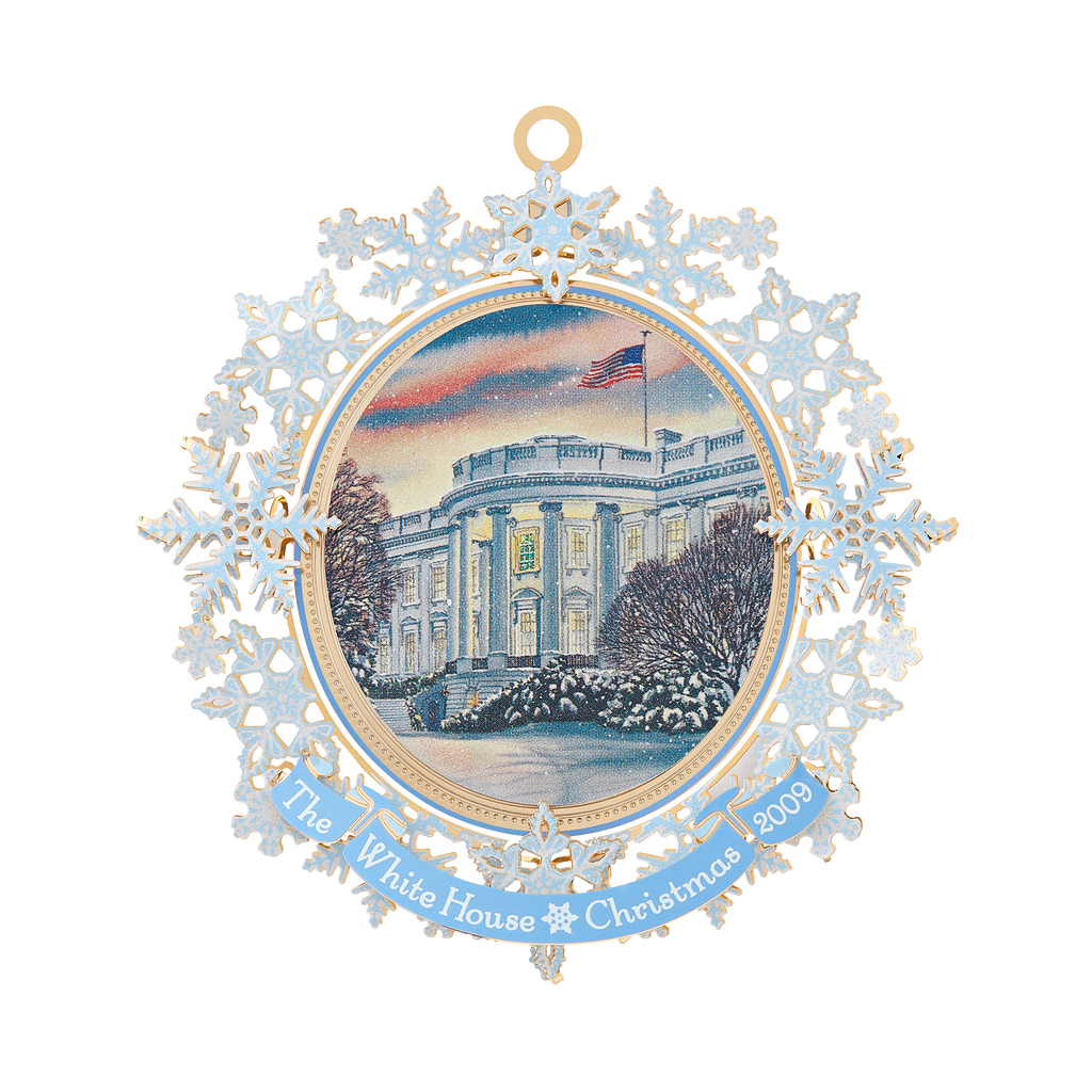 2009 White House Christmas Ornament, First Electric Christmas Lights-Front