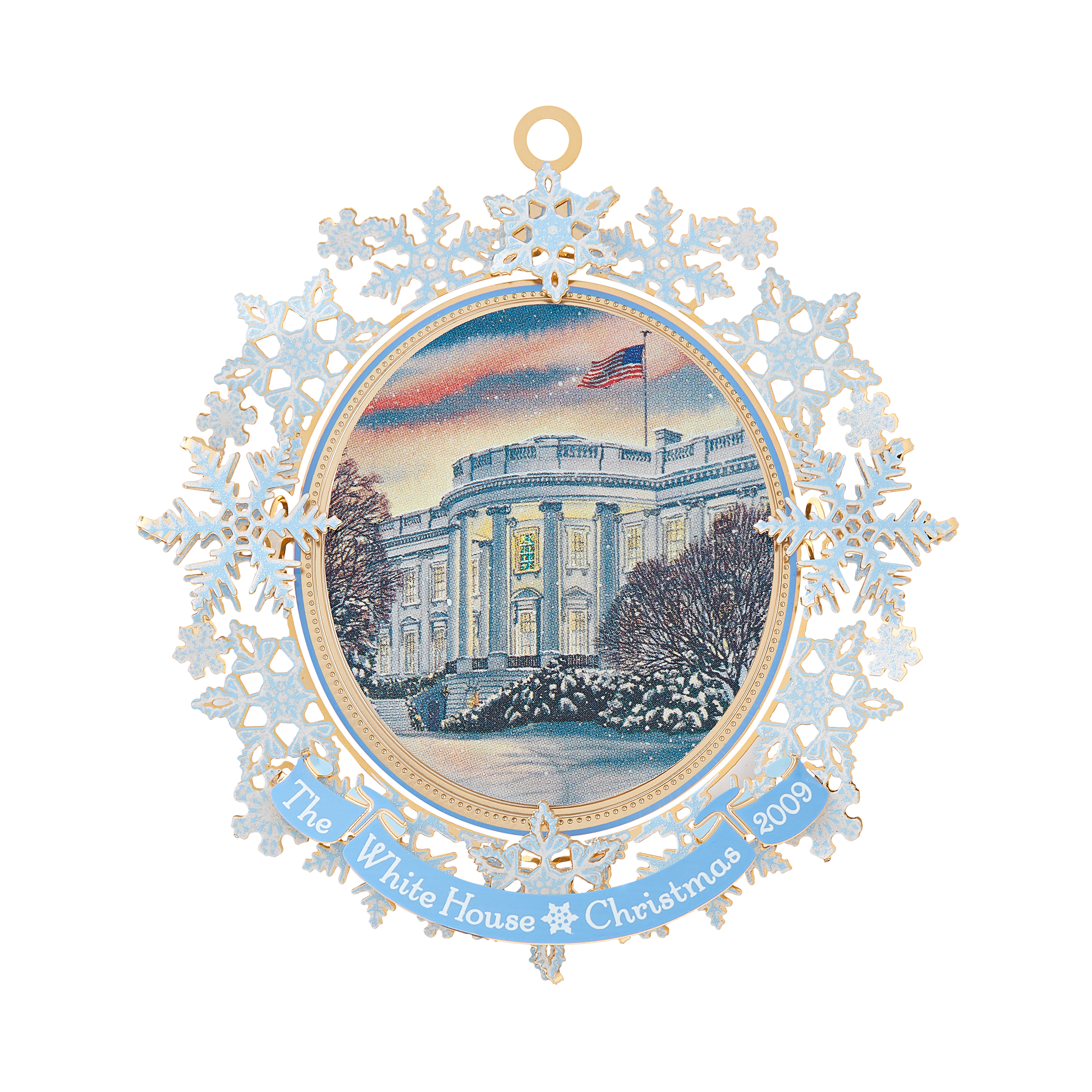 2009 White House Christmas Ornament, First Electric Christmas Lights-Front