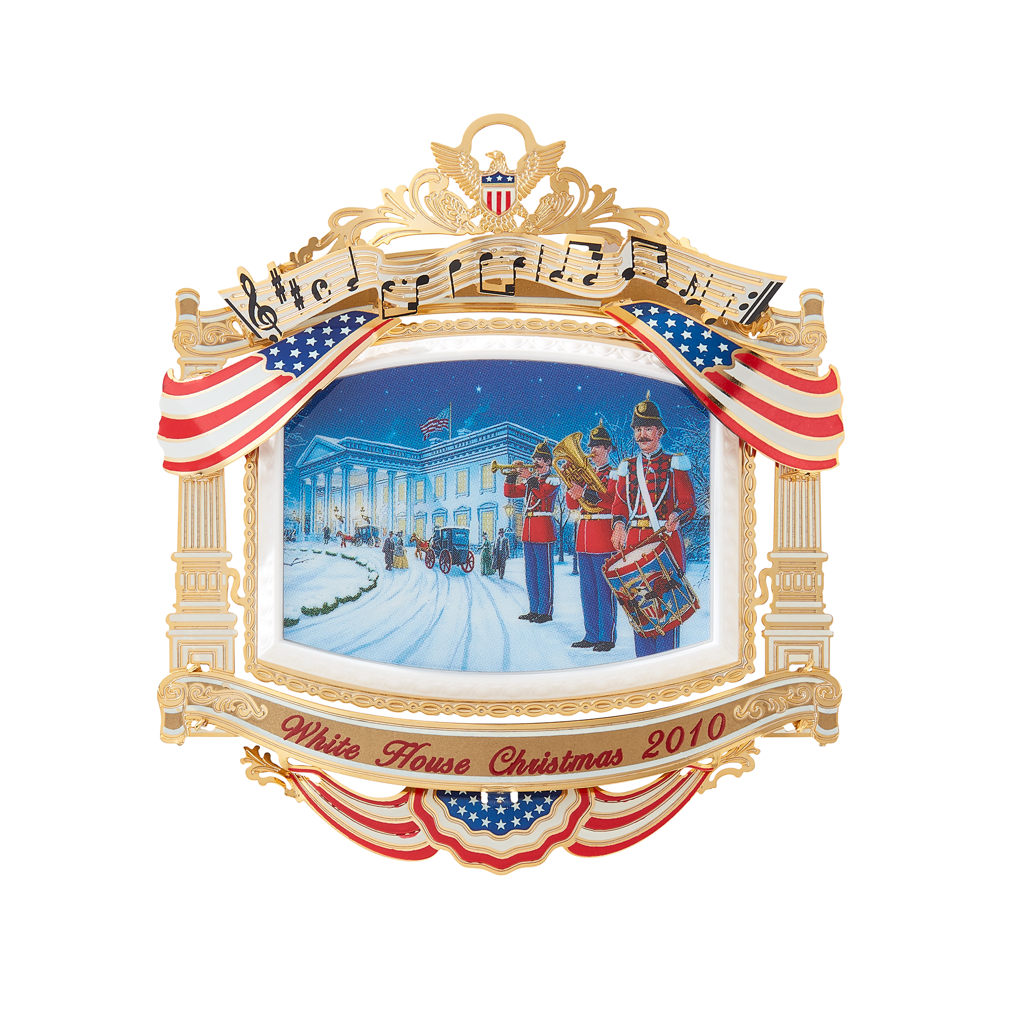 2010 White House Christmas Ornament, The U.S. Marine Band-Front