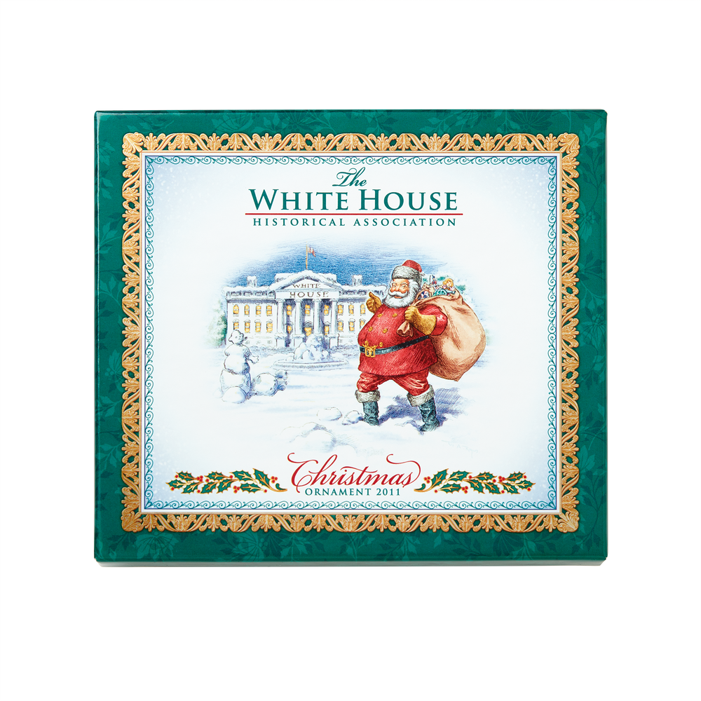 2011 White House Christmas Ornament, Santa Visits the White House-Front of Box