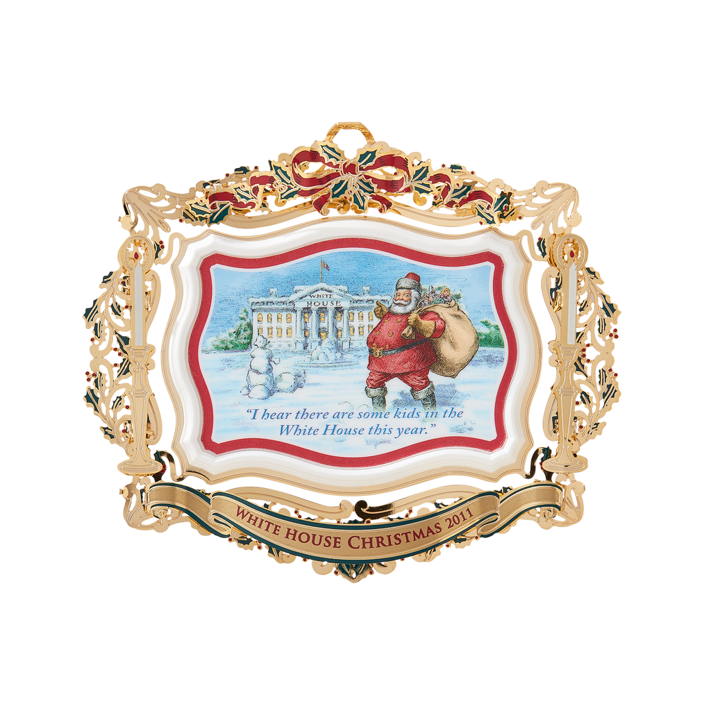 2011 White House Christmas Ornament, Santa Visits the White House