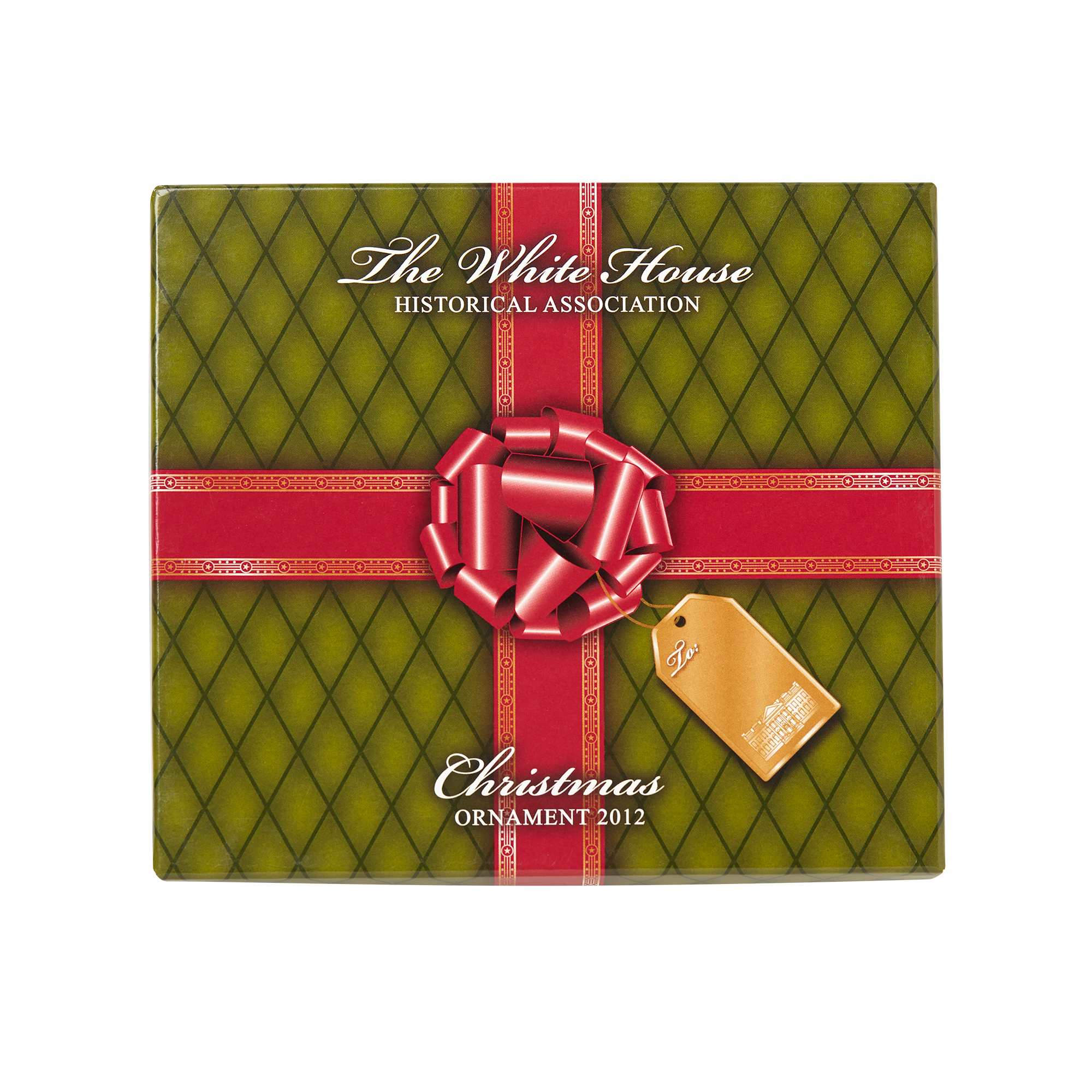 2012 White House Christmas Ornament, The First Presidential Automobile-Front of Box