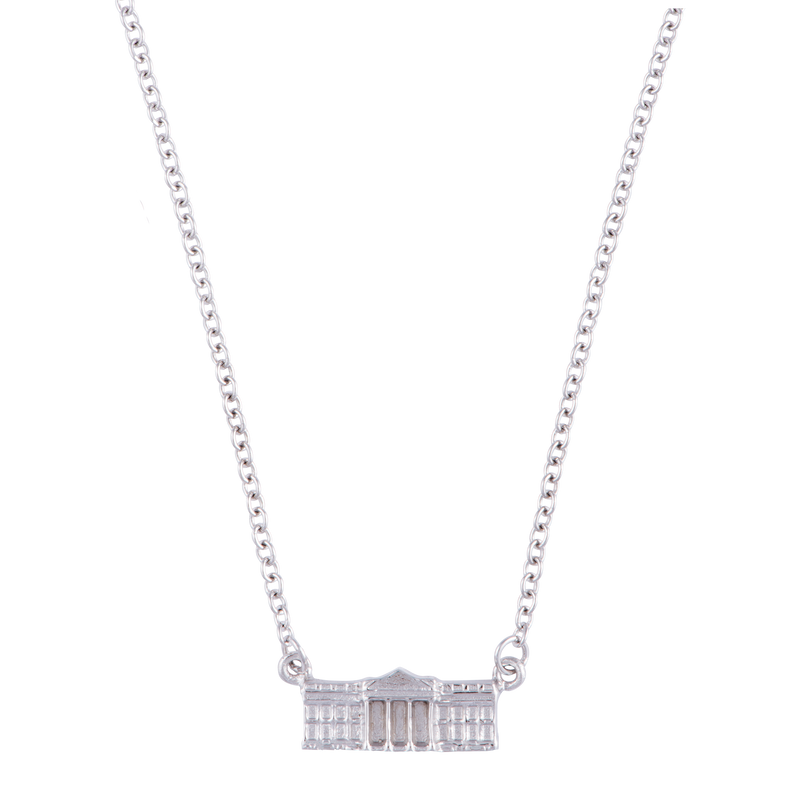 Sterling Silver White House Charm Necklace-Front