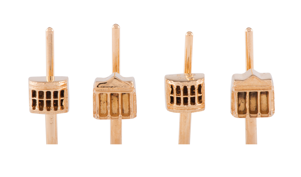Gold Vermeil White House Tuxedo Studs-Front