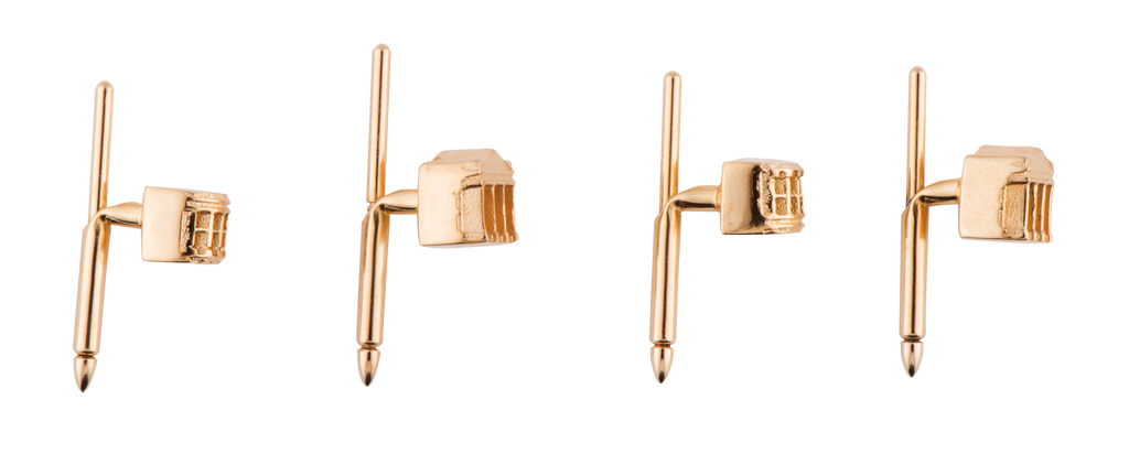Gold Vermeil White House Tuxedo Studs-Side