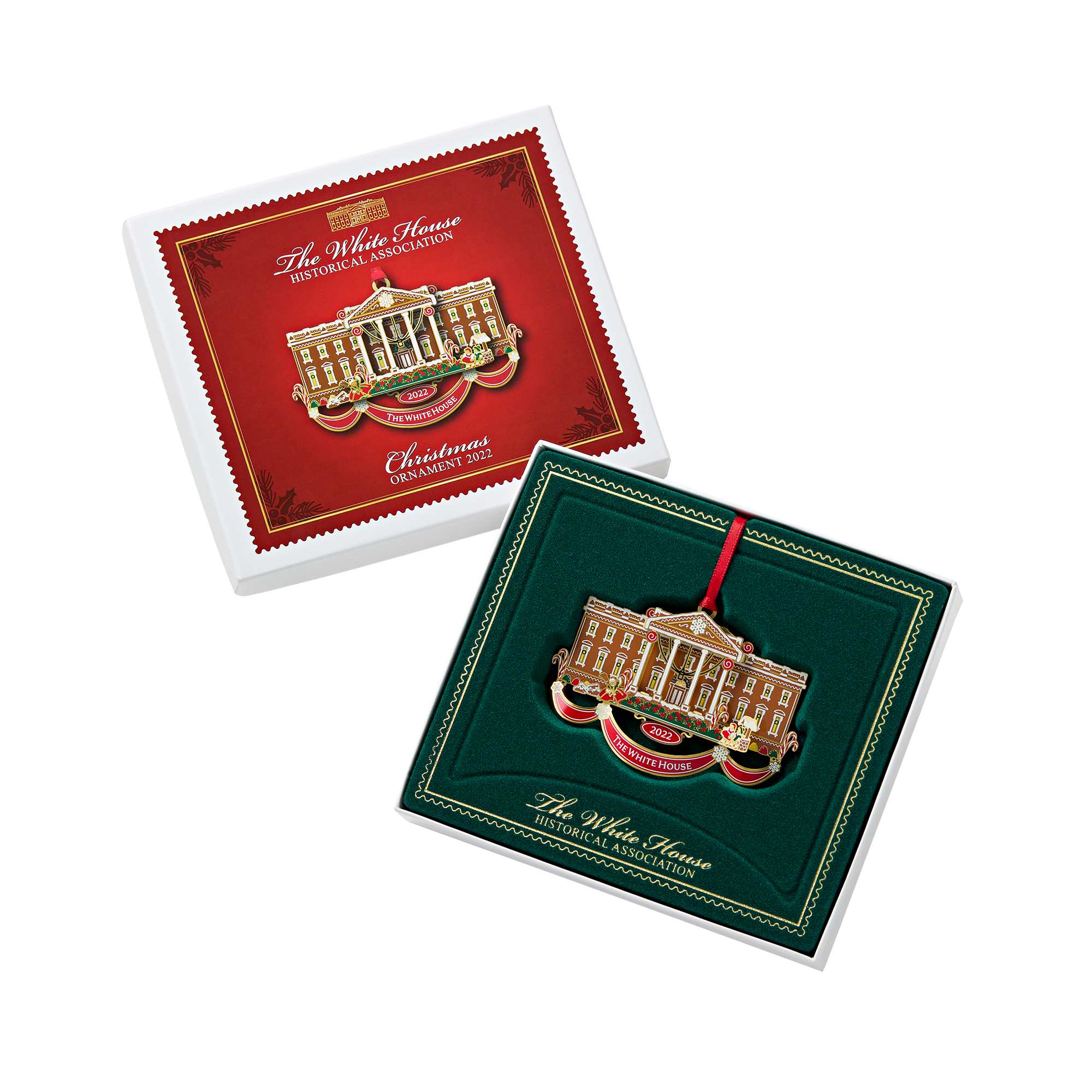 Official 2022 White House Christmas Ornament and Stand, Set