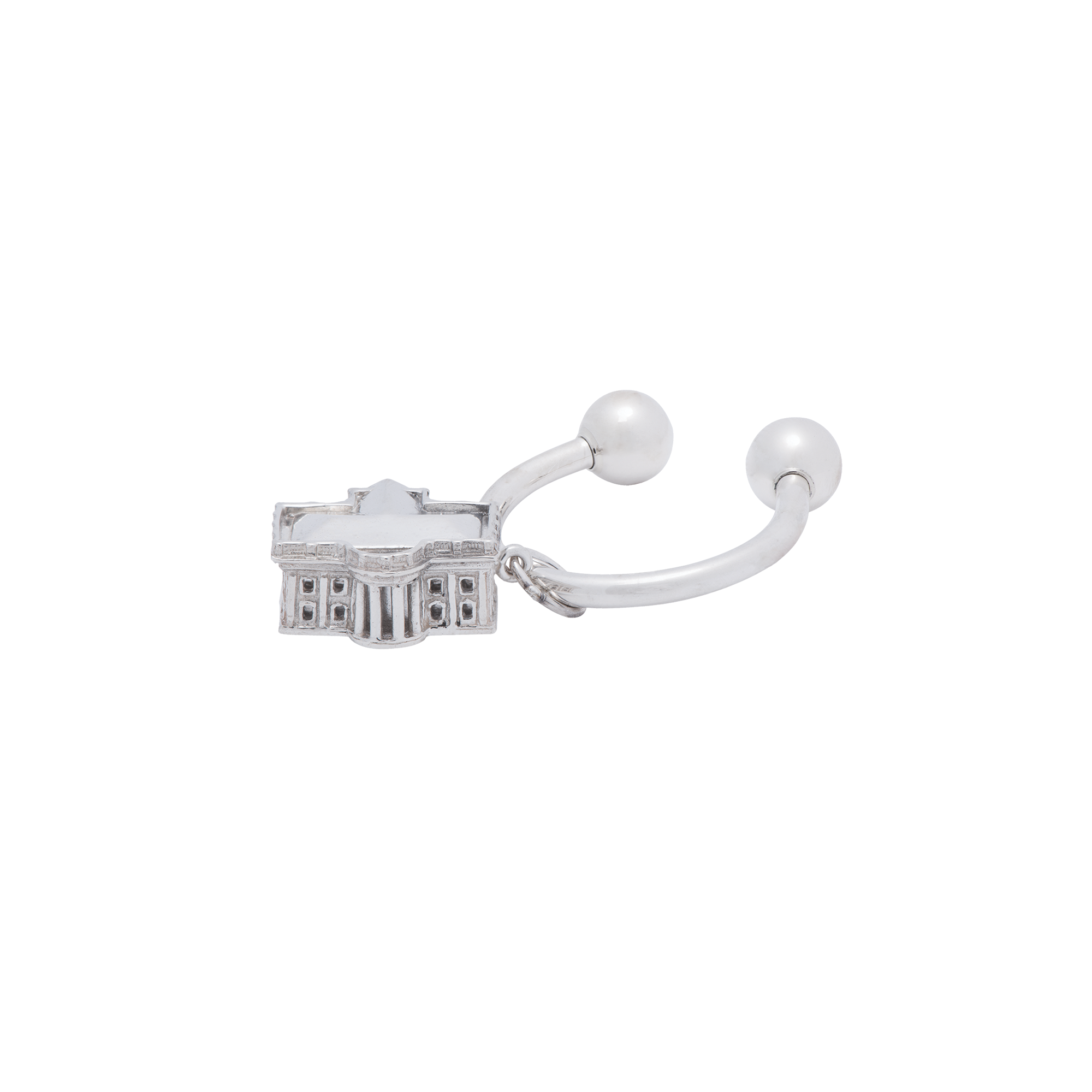 3D White House Sterling Silver Key Chain