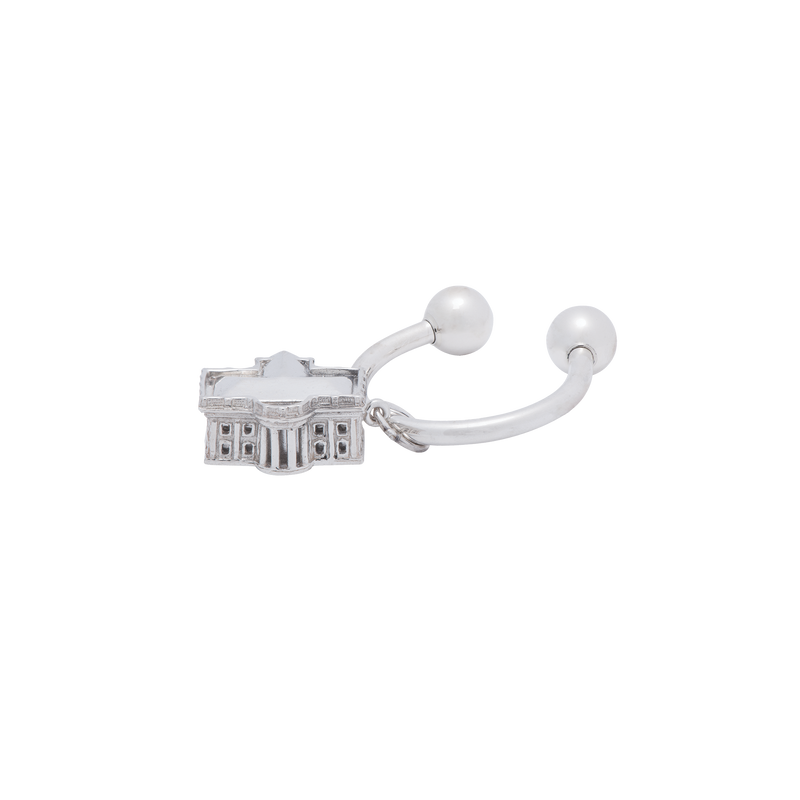 3D White House Sterling Silver Key Chain