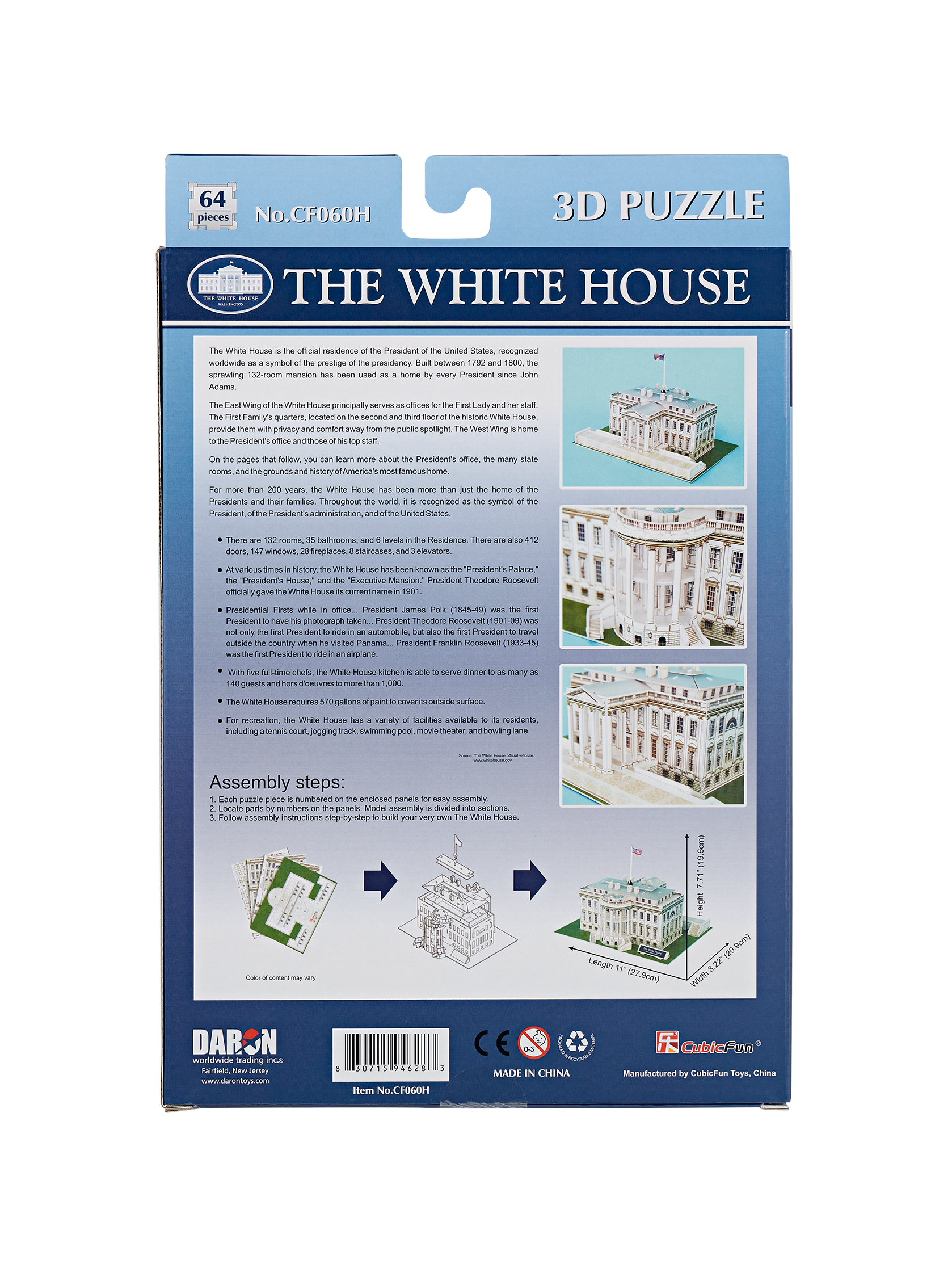 3D architectural puzzle of the White House_back