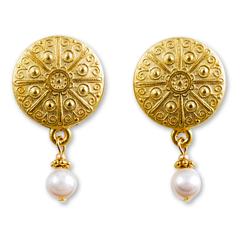 Eisenhower China Medallion Post Earrings