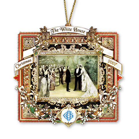 2007 White House Christmas Ornament, A President Marries in the White House-Front