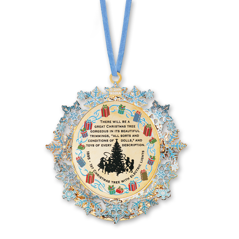 2009 White House Christmas Ornament, First Electric Christmas Lights-Back