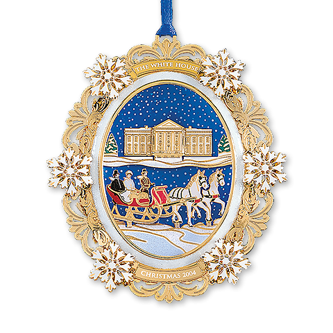 2004 White House Christmas Ornament, A First Family's Sleigh Ride-Front