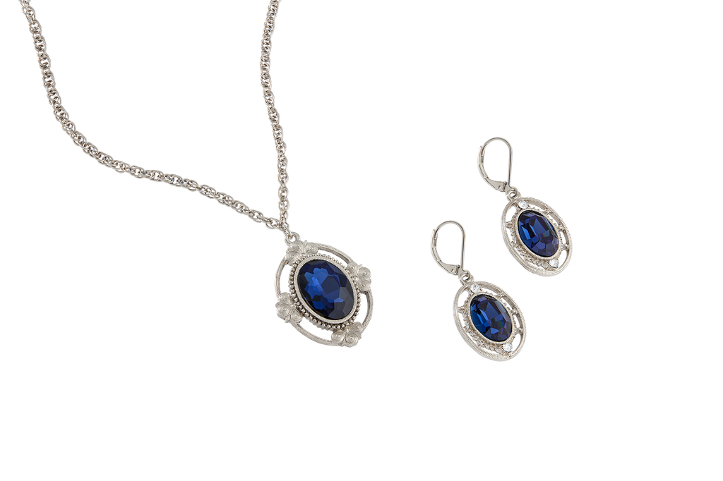Blue Room Oval Pendant Necklace
