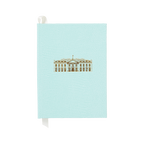 Small Soft Teal White House Notebook-Front