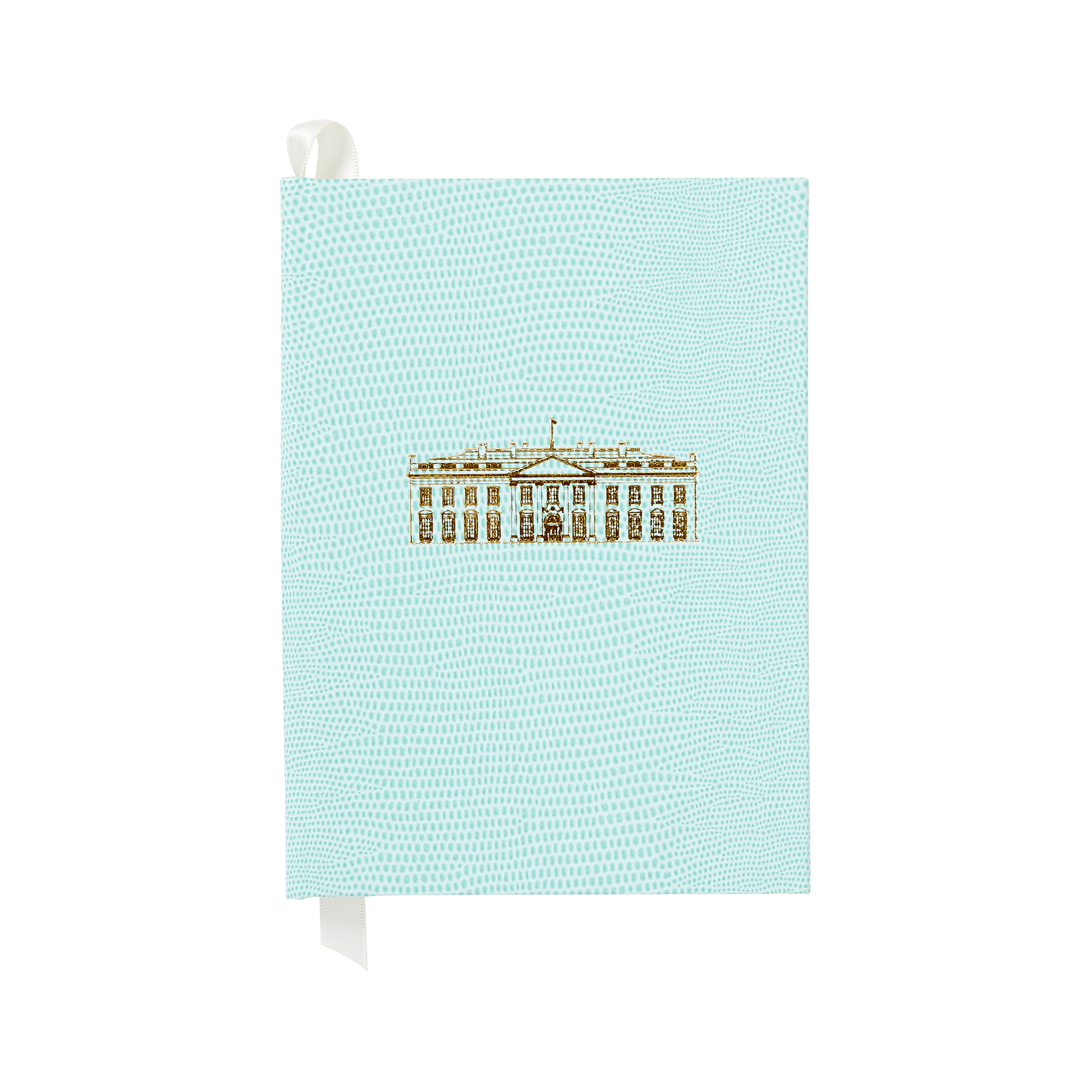 Small Soft Teal White House Notebook-Front