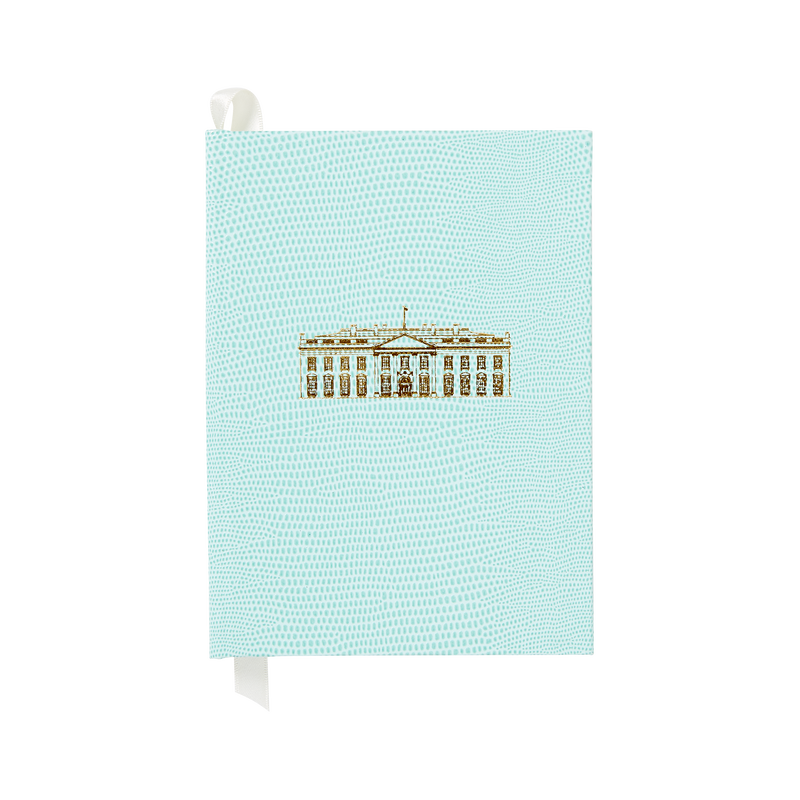 Small Soft Teal White House Notebook-Front