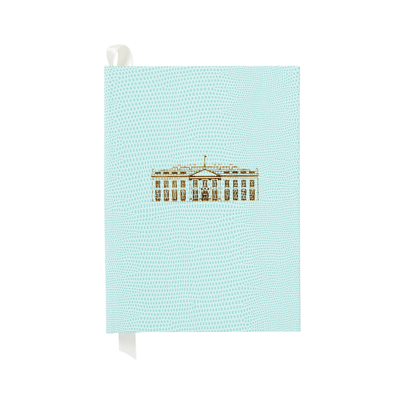 Small Soft Teal White House Notebook-Front