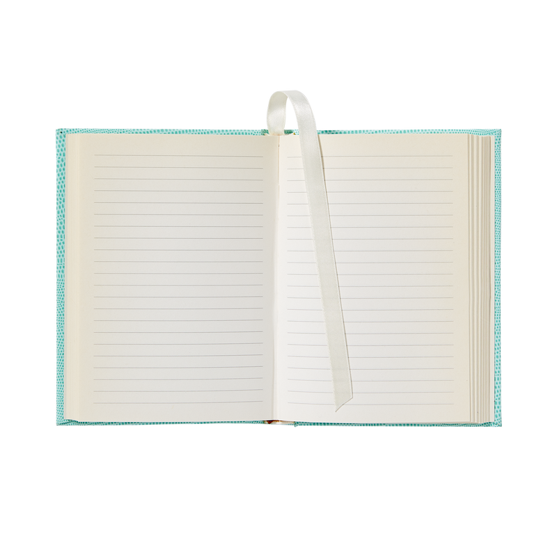Small Soft Teal White House Notebook-Open Page