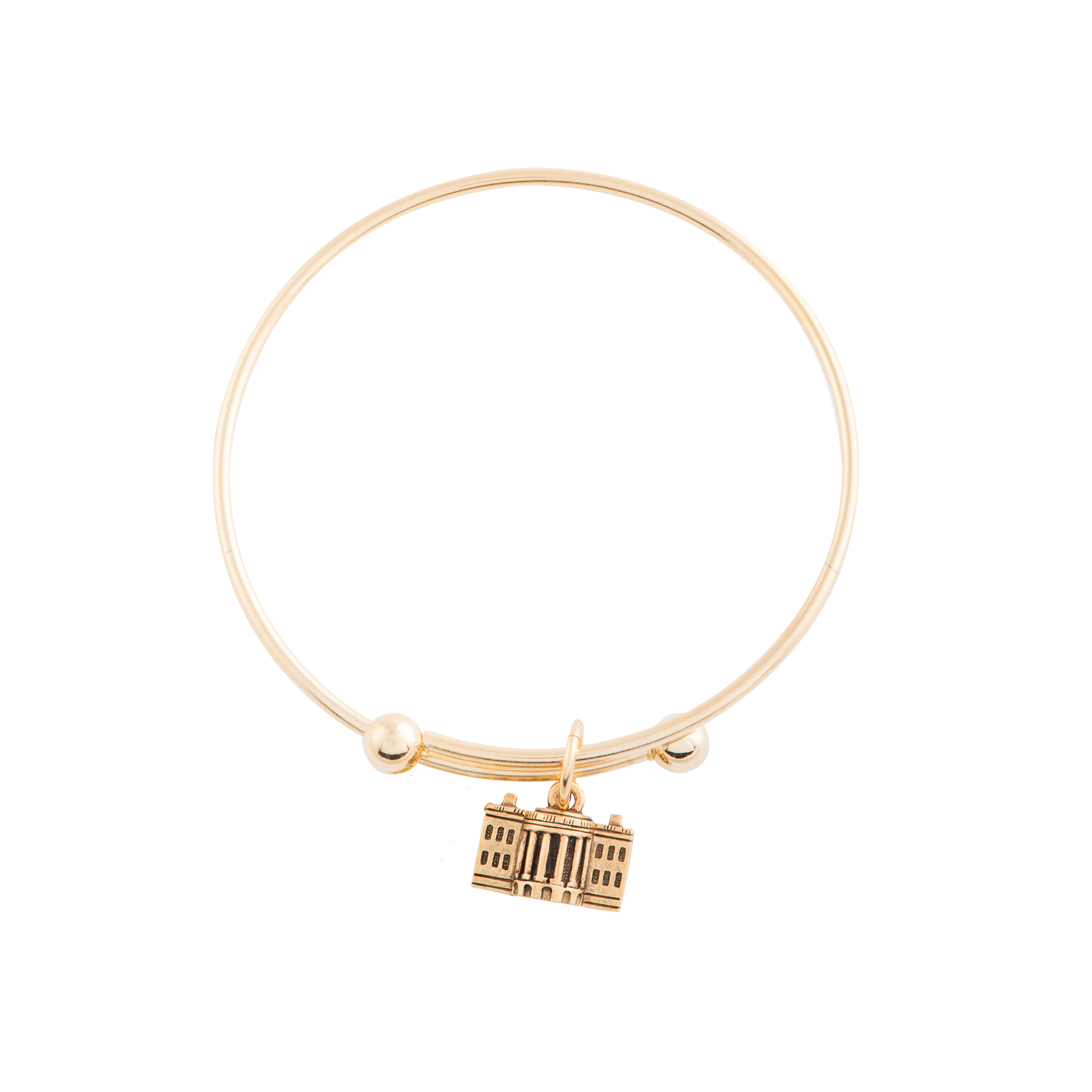 Adjustable Bangle with White House Charm in Gold Finish