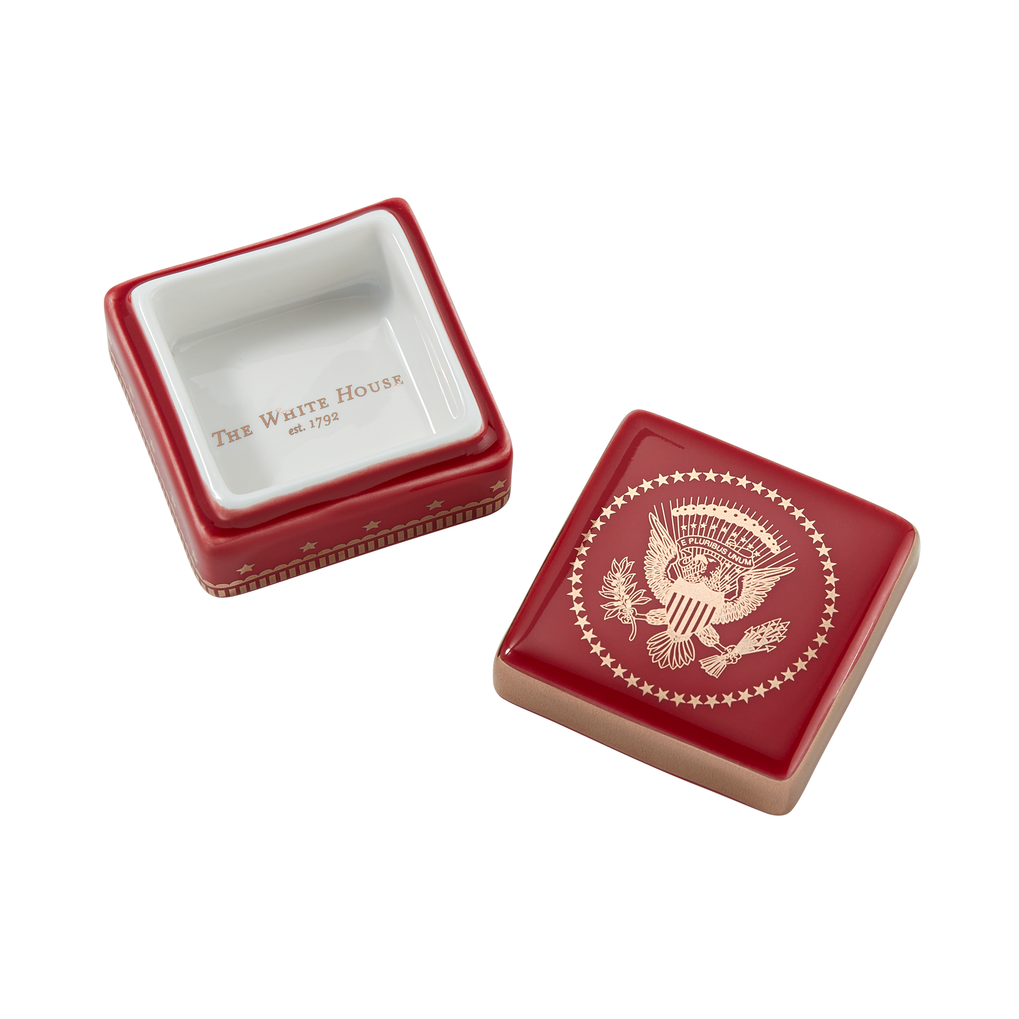 Red Truman Seal Lidded Box-Inside