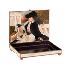 Glass decoupage box depicting a painting by artist John Ross Key-inside