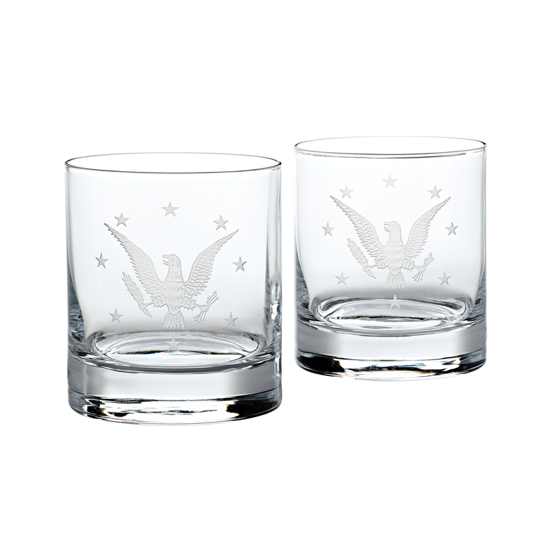 USS Williamsburg Seal Double Old Fashioned Glasses, Set of Two