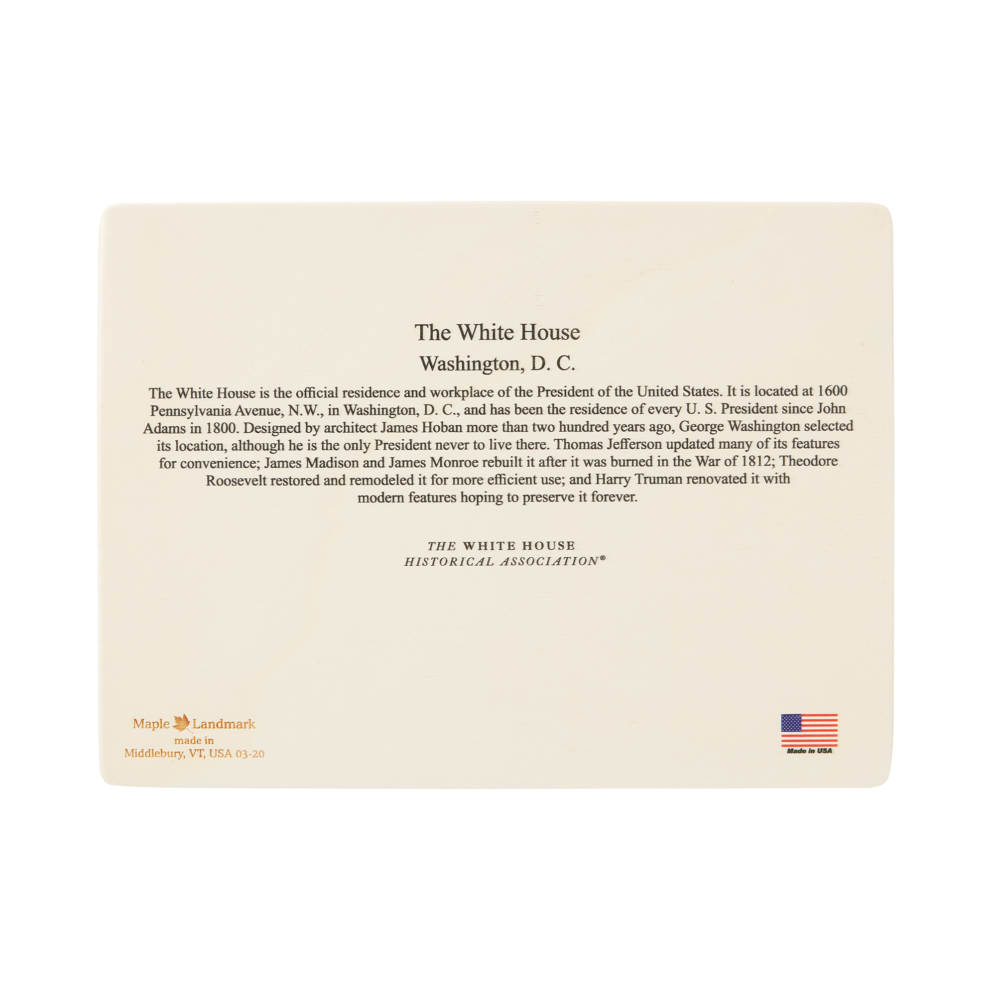 Wooden White House Puzzle-Back