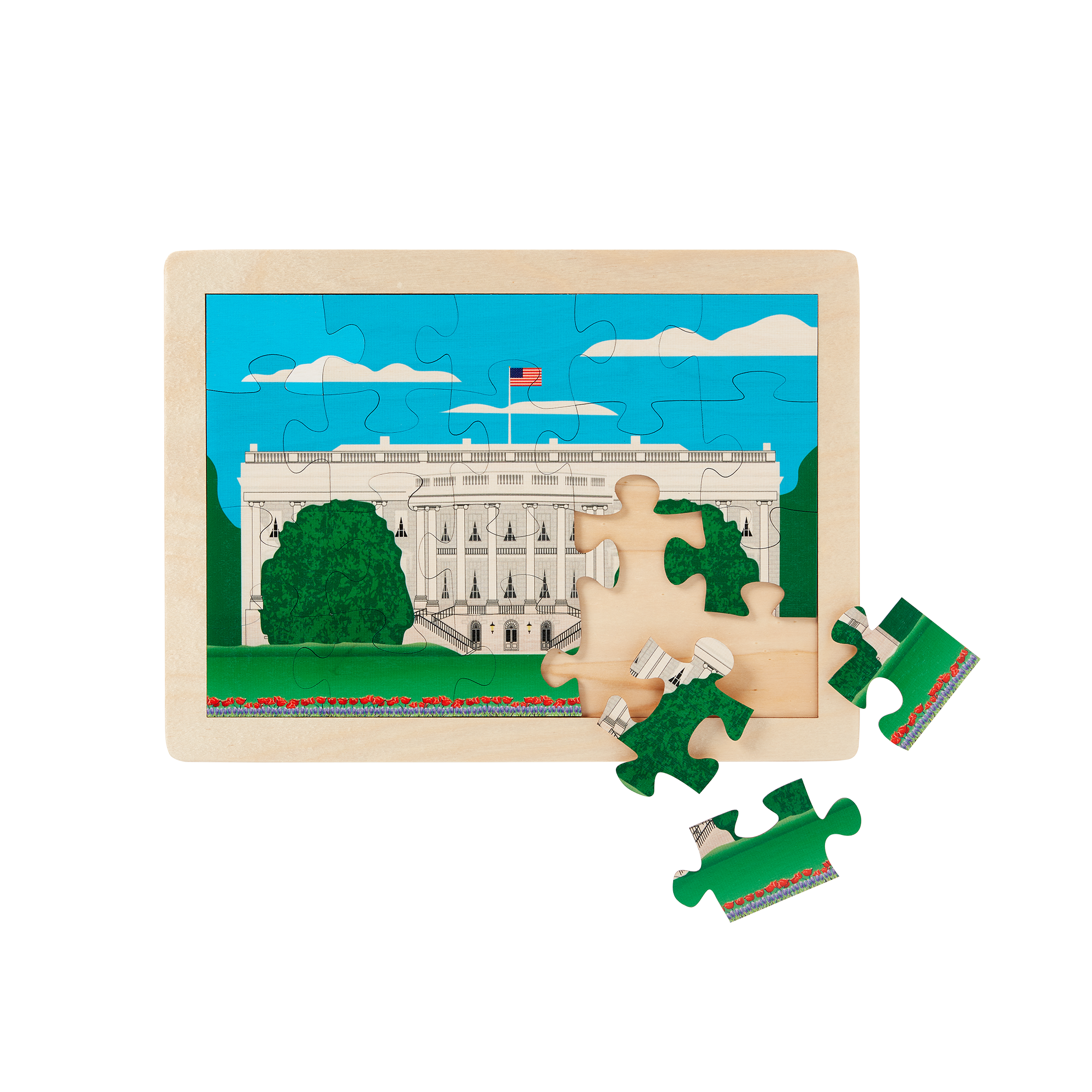 Wooden White House Puzzle-with Pieces
