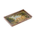 Glass decoupage tray depicting a painting by artist John Ross Key.