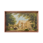 Glass decoupage tray depicting a painting by artist John Ross Key.