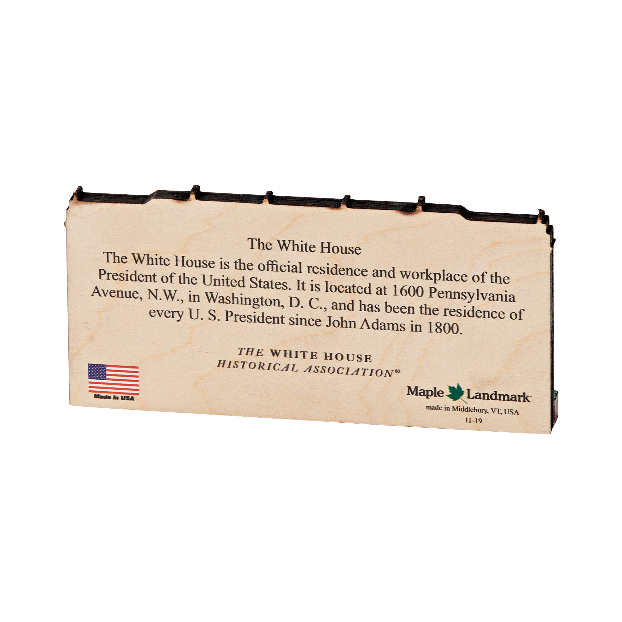Small Wooden White House Plaque-back