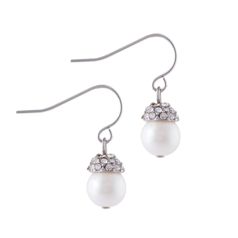 Pavé Earrings with Pearl Drop