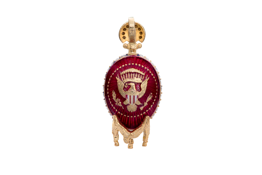 Presidential Red Egg Pendant-Back on Stand