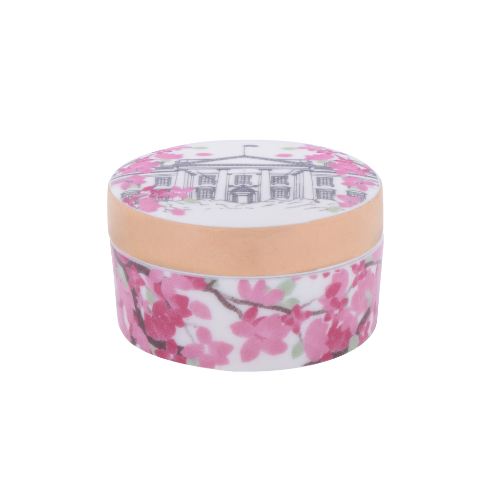 Cherry Blossom Lidded Box with Gold Details