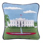 Smathers & Branson 12-inch Square Needlepoint White House Pillow North Portico-Front